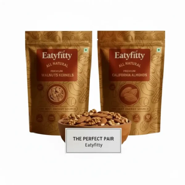 Eatyfitty Premium Walnuts & California Almonds Combo (200 gm Each)